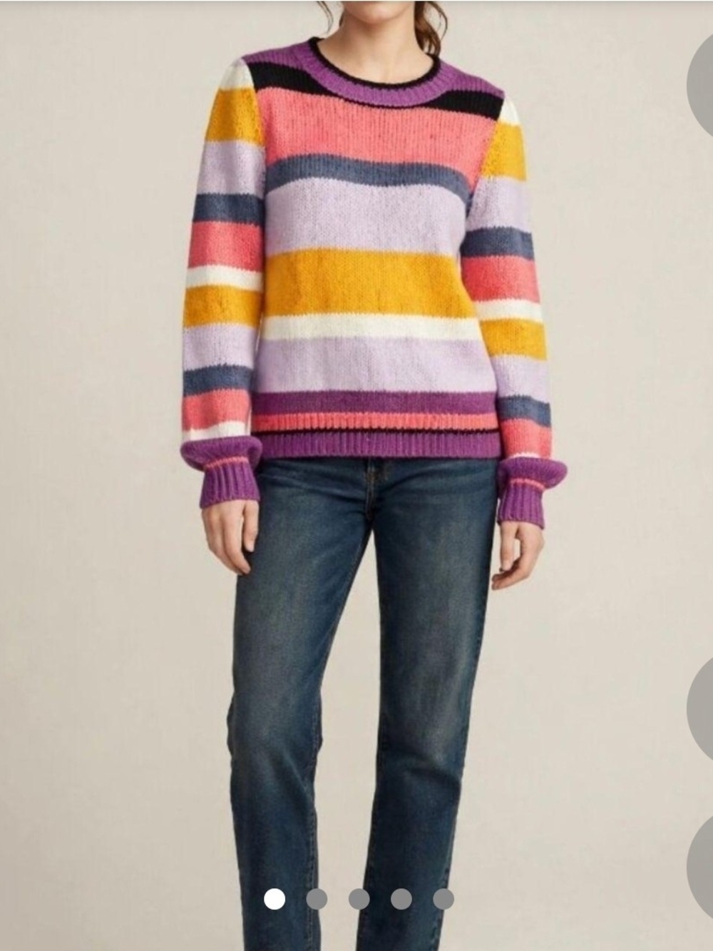 Fate Sweater - Multicolor Striped Crewneck Sweater - Purple/Pink/Yellow NWT's
